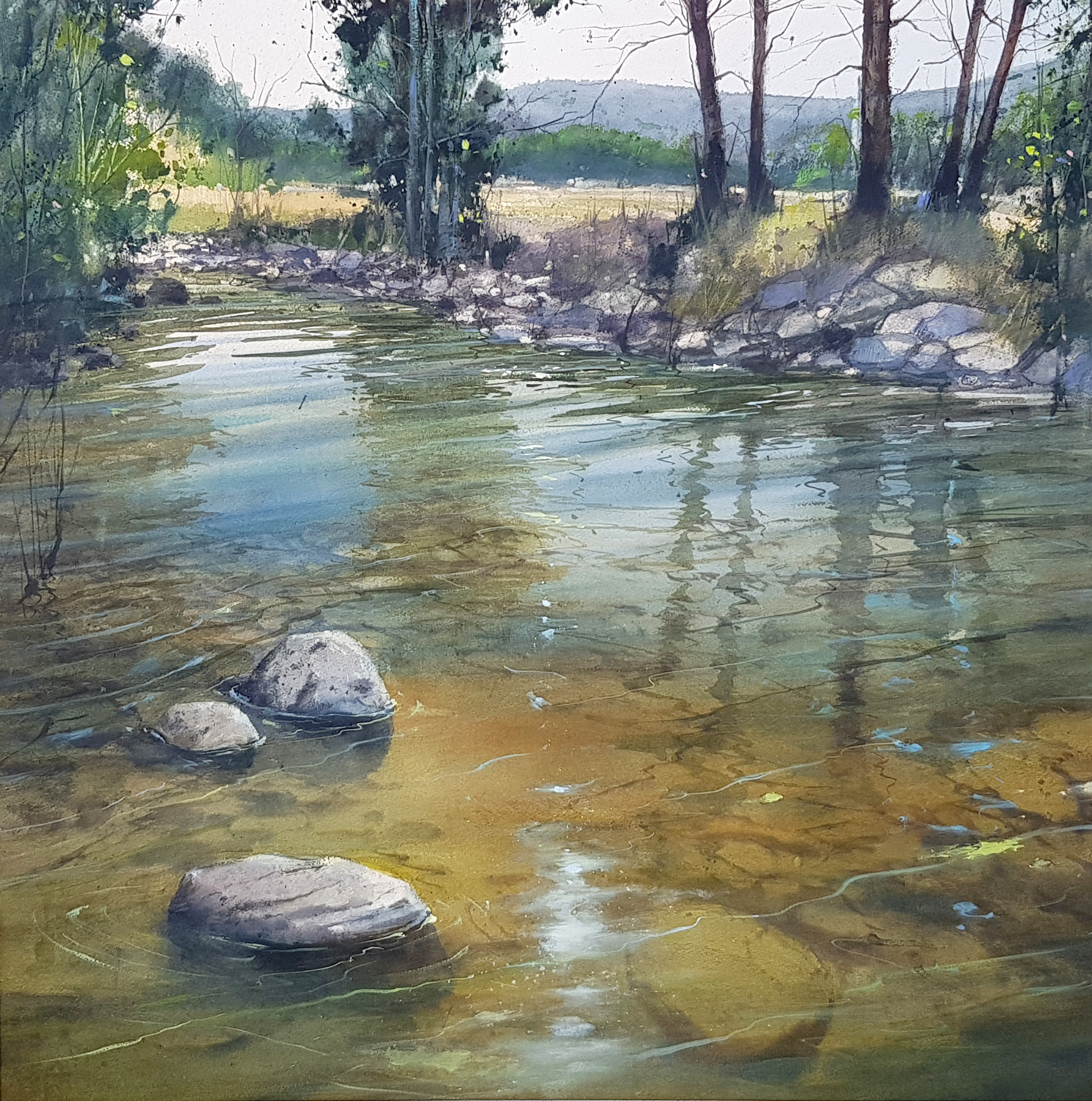 painting of a river