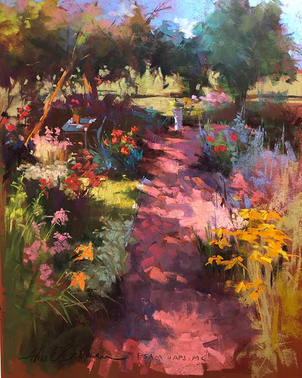 example of aline's painting painting of a flower garden