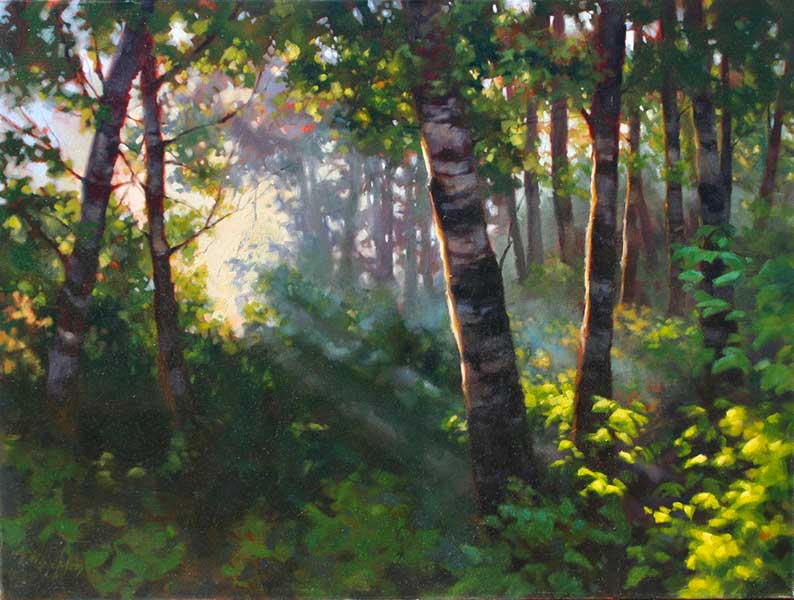 painting of a forest plein air example