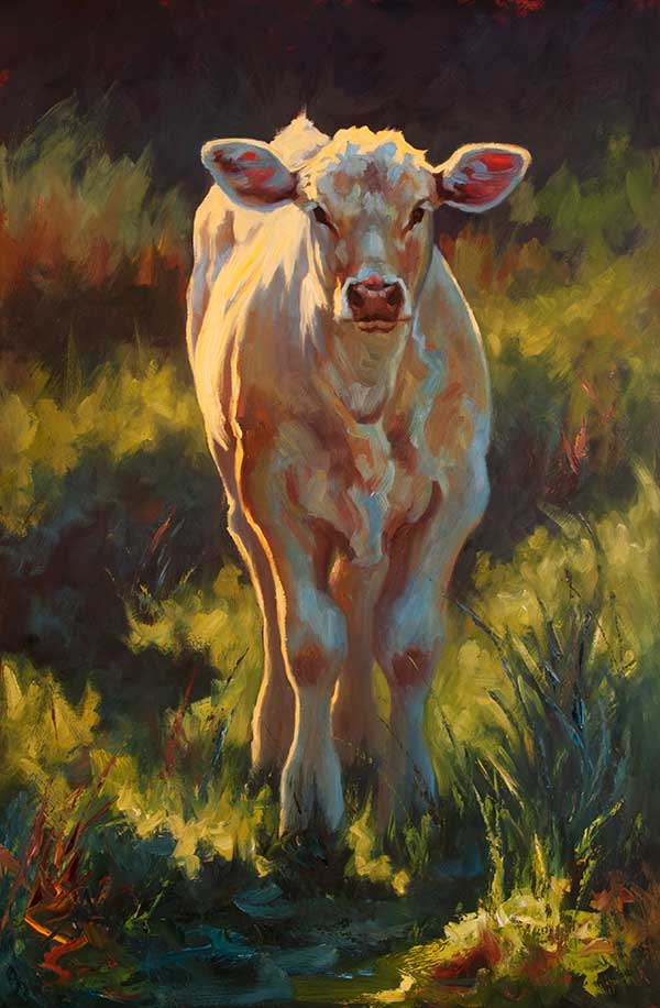 Oil painting tutorial of a cow