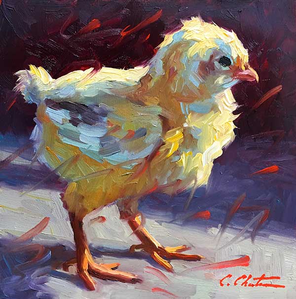 Oil painting tutorial of a chick