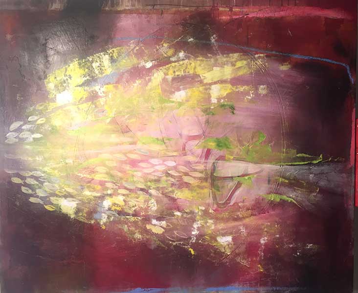Lauren-Mantecon,-Imaginary-Friend,-oil,-cold-wax-on-panel Artwork by Lauren Mantecon