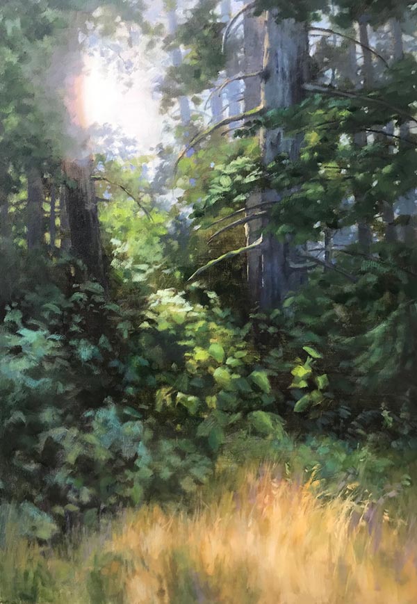 Plein air forest painting by Gaye Adams