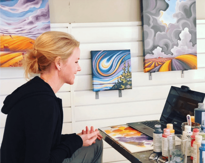 Julie in studio Artwork by Julie deBoer