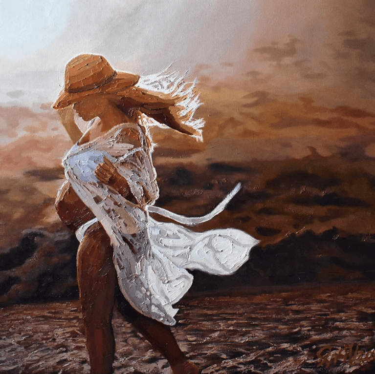 Woman on beach Artwork by Sergio Mendoza