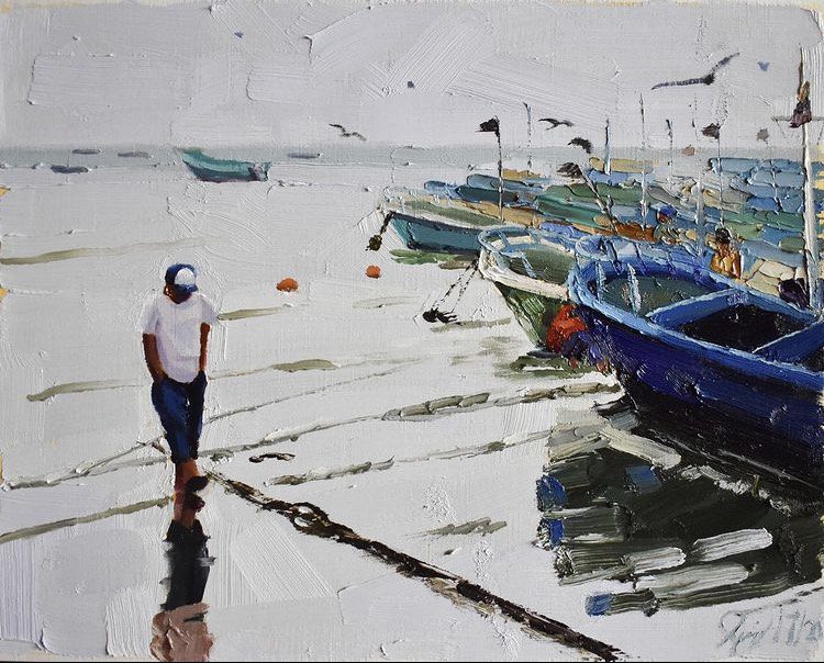 Man on beach Artwork by Sergio Mendoza