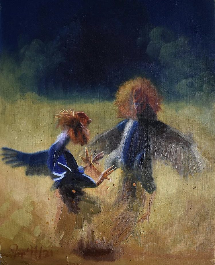 Chicken fight Artwork by Sergio Mendoza