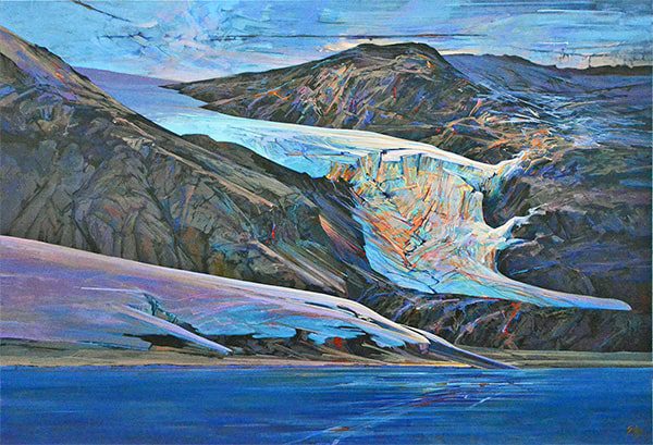 painting of ice on a mountain