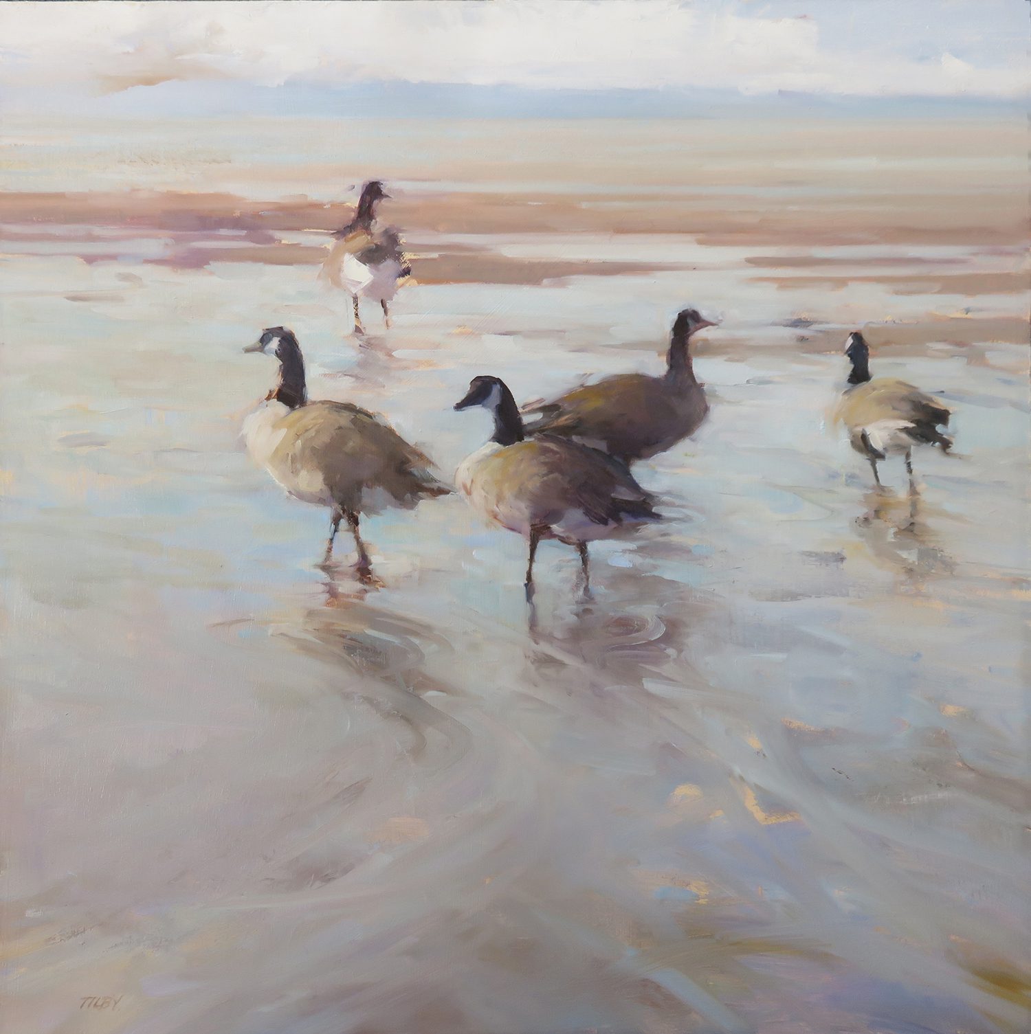 Morning Geese_ 18x18 Artwork by Deborah Tilby
