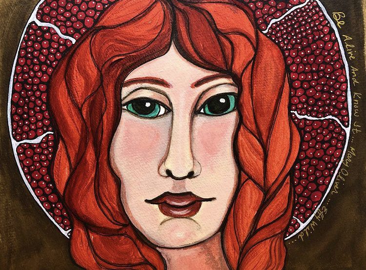 Pomegranate Artwork by Lynne Mizera