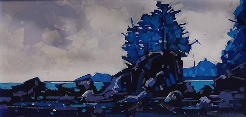 painting of a blue coastline