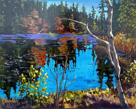 Overlooking the Lake Painting by Cathy Tetarenko