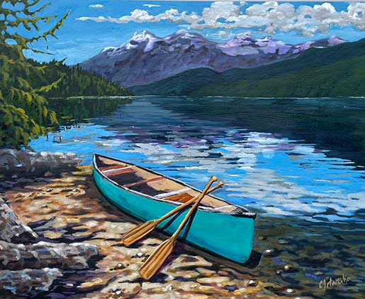 Canoe on the Shore Cathy Tetarenko Painting