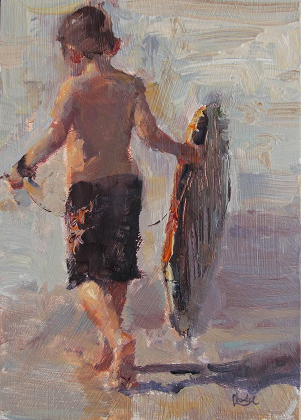 acrylic painting tutorial of a boy at the beach