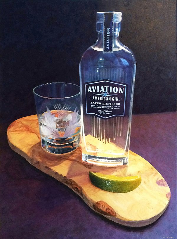 painting of an aviation gin bottle