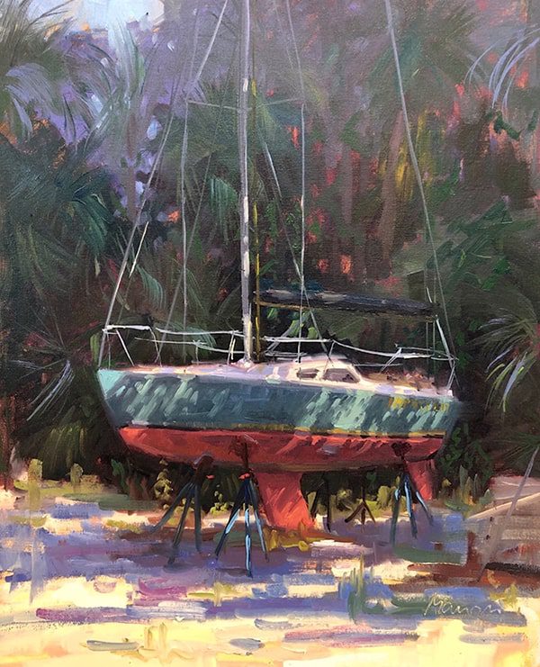 oil painting of a boat by Manon Sander