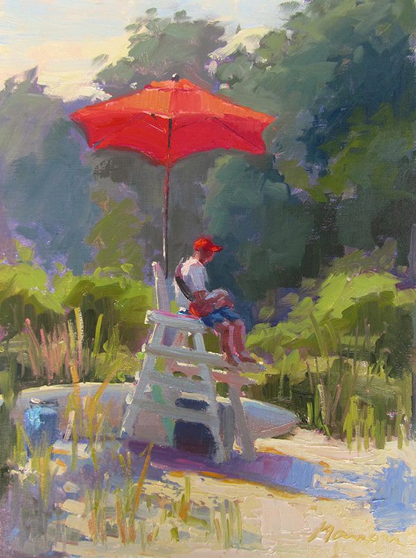 oil painting of a lifeguard by Manon Sander
