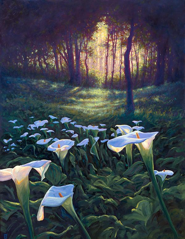 Zantedeschia Trail -Calla Lillies- 36x48 oils on panel 5300 FASO-min Anita Lehmann Artwork