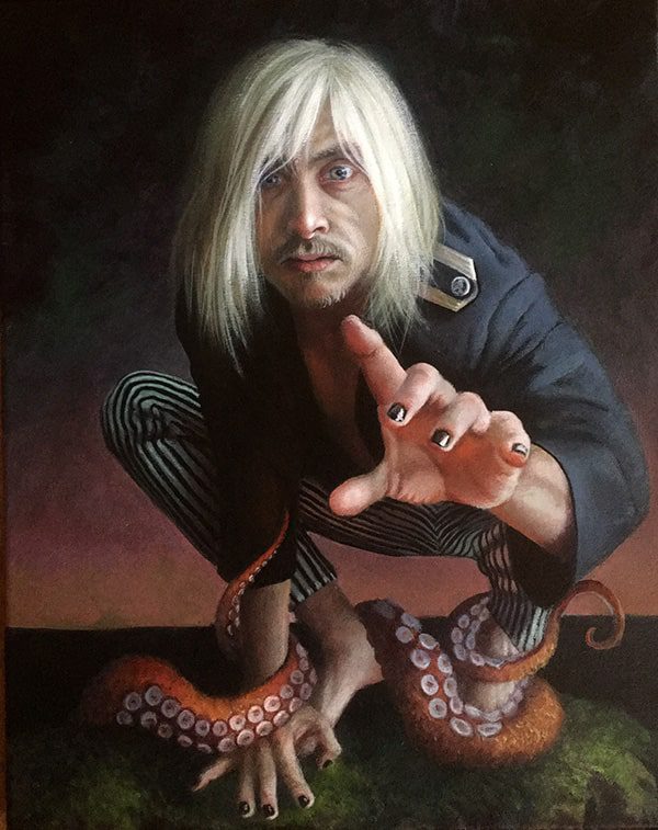 online painting of a man with an octopus