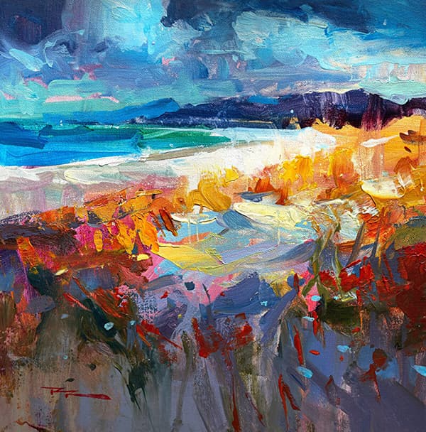 live art class painting of an oceanside