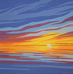 acrylic painting of an ocean sunrise