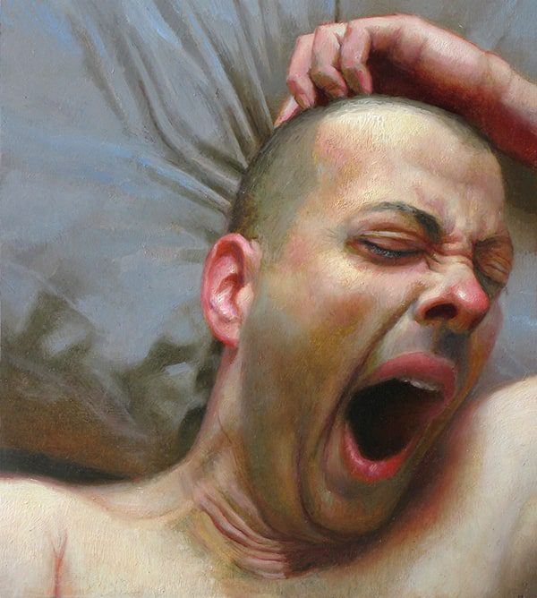 painting of a man yawning