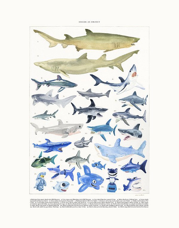 online art class painting watercolor painting of sharks