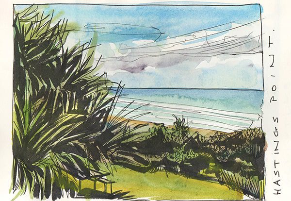 deb mostert watercolor painting watercolor painting of a beach made during art class