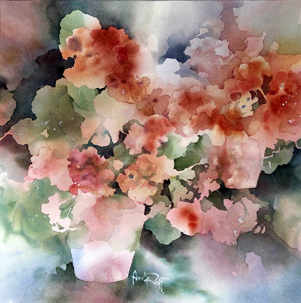 watercolour painting of flowers