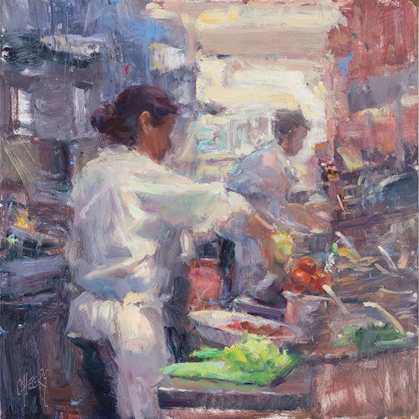 oil painting of chefs from online painting class