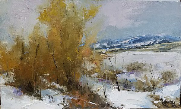 Bethanne Cople art classes demo painting of snow and mountains