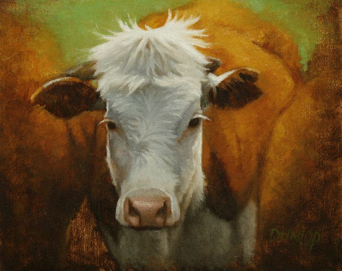 oil painting of a cow