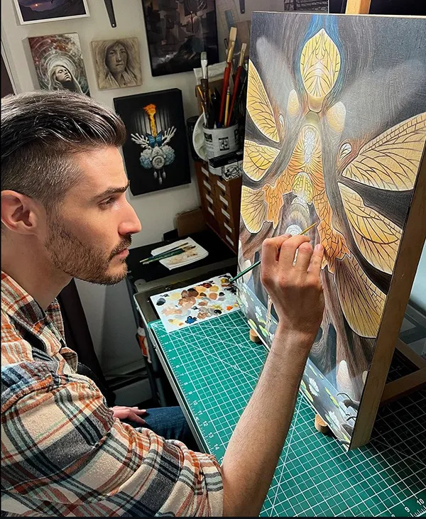 Chris Ams. Painting Ron Rosenstock headshot